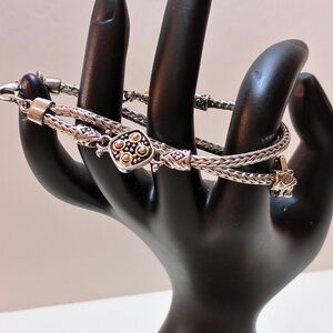 Vintage Premier Design Sam Benito Designer Silver Tone & Gold Accents Bracelet